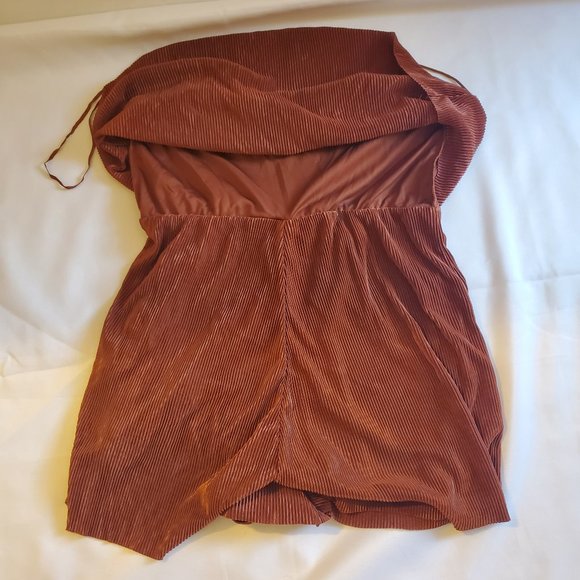 Silence & Noise Corduroy Rustic Copper Romper with Spaghetti Straps Sizes XS - Picture 14 of 16